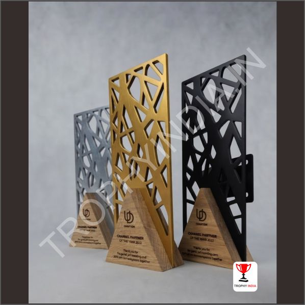 Customized Executive Metal Lattice & Wood Trophy Set | Trophy India