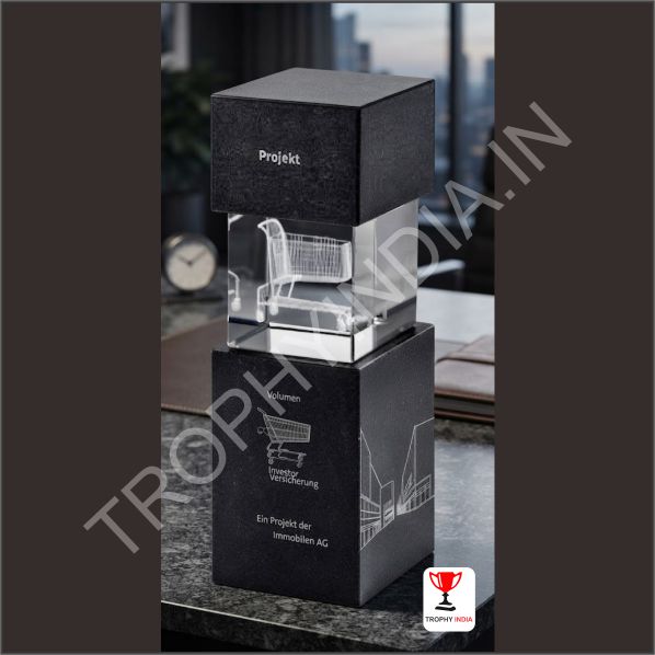 Customized Executive 3D Crystal Cube Tower Award | Trophy India