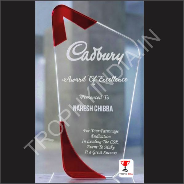 Customized Executive Acrylic Award Trophy with Red Accent | Trophy India