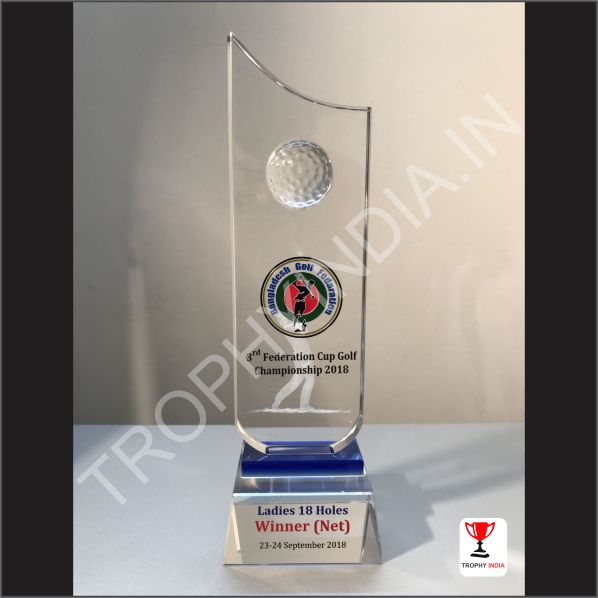 Customized Executive Golf Sports Crystal Glass Trophy | Trophy India