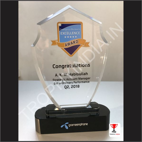 Customized Executive Glass Shield Award Trophy | Trophy India