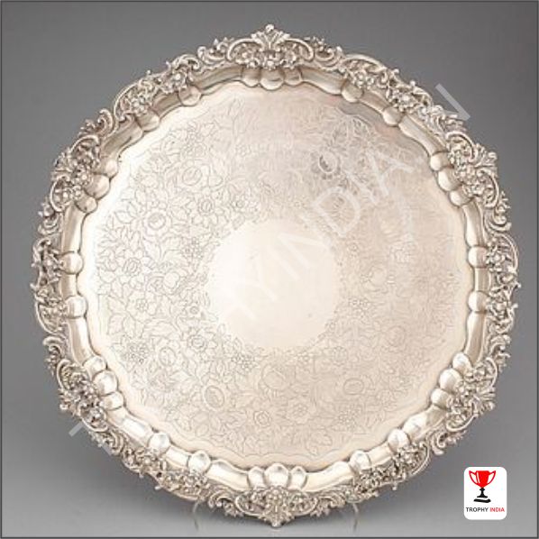 Customized Royal Silver Salver Commemorative Award Plate | Trophy India