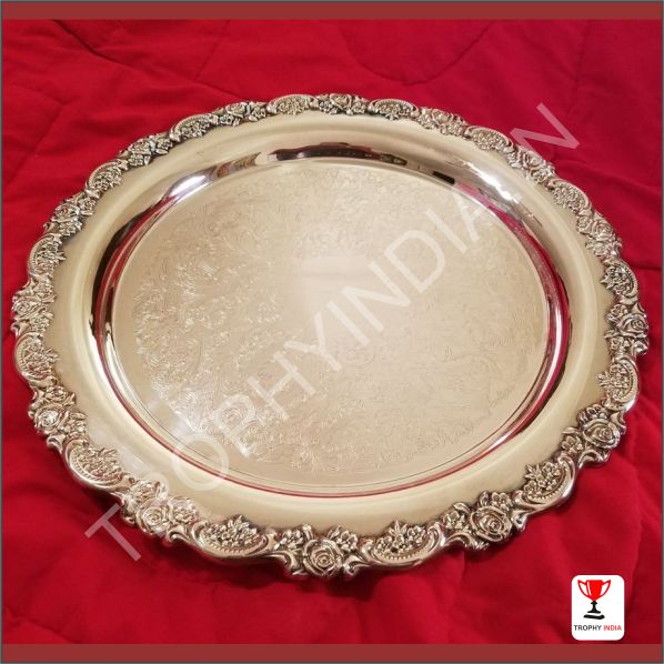 Customized Silver Royal Rose Salver Commemorative Award Plate | Trophy India