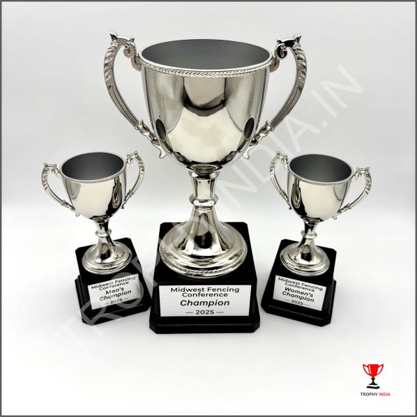 Customized Classic Silver Metal Championship Trophy Cups Set | Trophy India